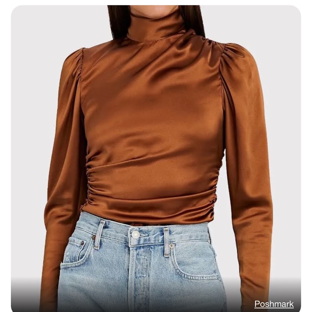 A.L.C joss high neck silk top rust silk size 2 NWT